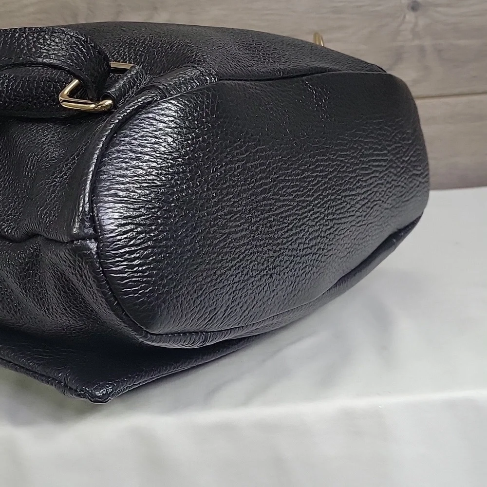 Unicai Firenze Black Pebble Leather Backpack Bag